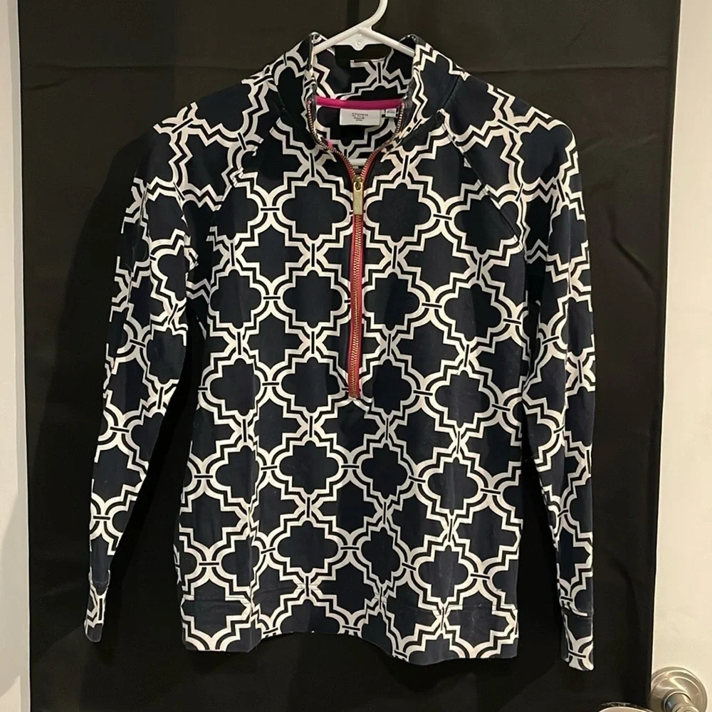 Crown and ivy navy and‎ white 3/4 pull jacket size PP